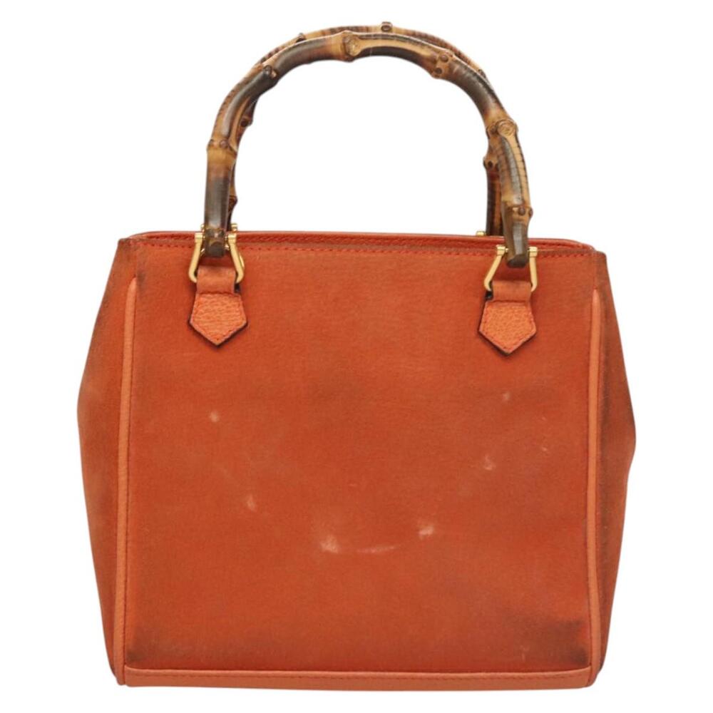 GUCCI Bamboo Hand Bag Suede Orange Gold 000 123 000 123 - Picture 3 of 16